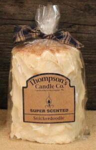 thompson's candle co super scented med (18 oz) pillar 80 hrs "snickerdoodle"