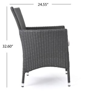 Christopher Knight Home 346205 Malta Clementine Outdoor Wicker Dining Chairs (Set of 2), 2-Pcs Set, Grey