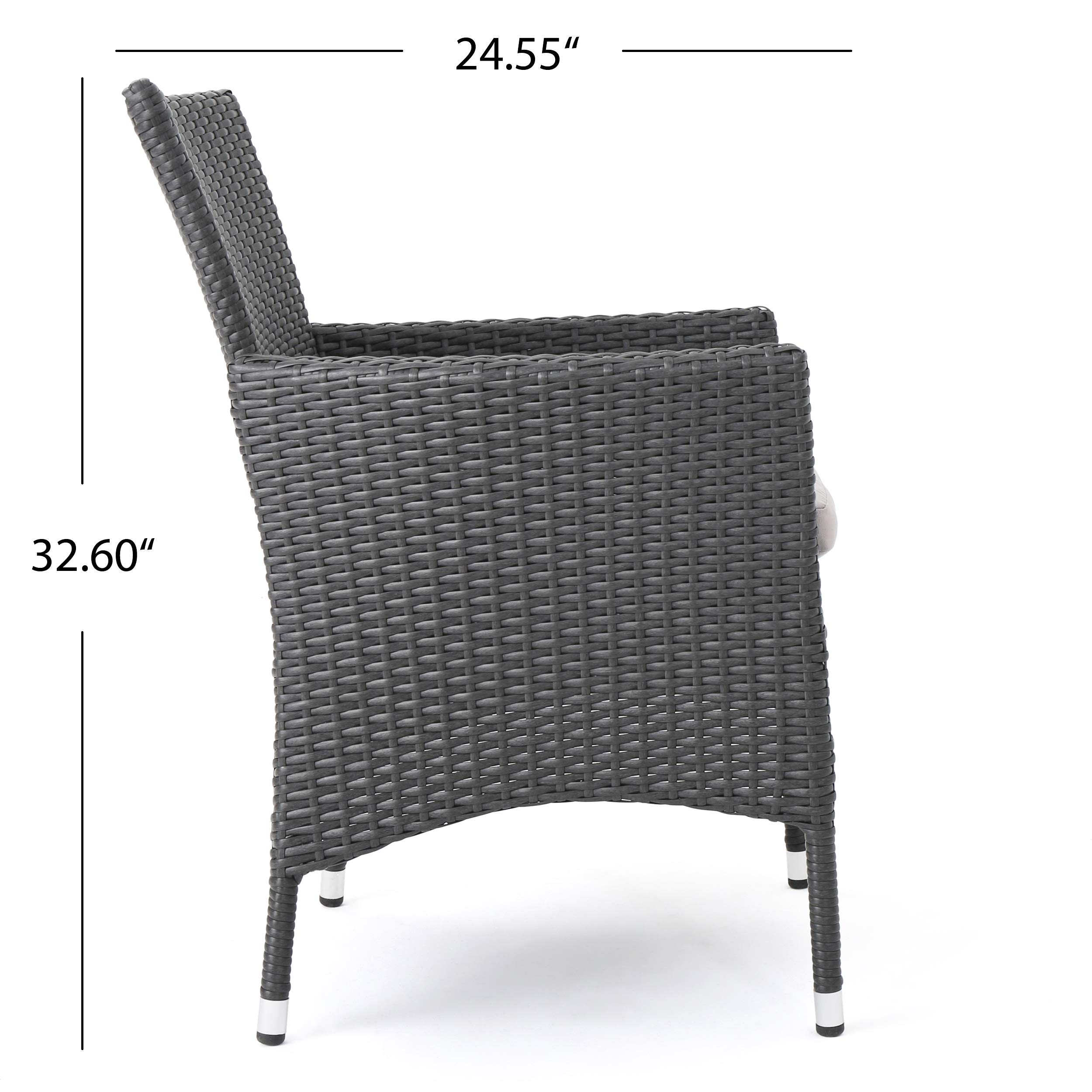 Christopher Knight Home 346205 Malta Clementine Outdoor Wicker Dining Chairs (Set of 2), 2-Pcs Set, Grey