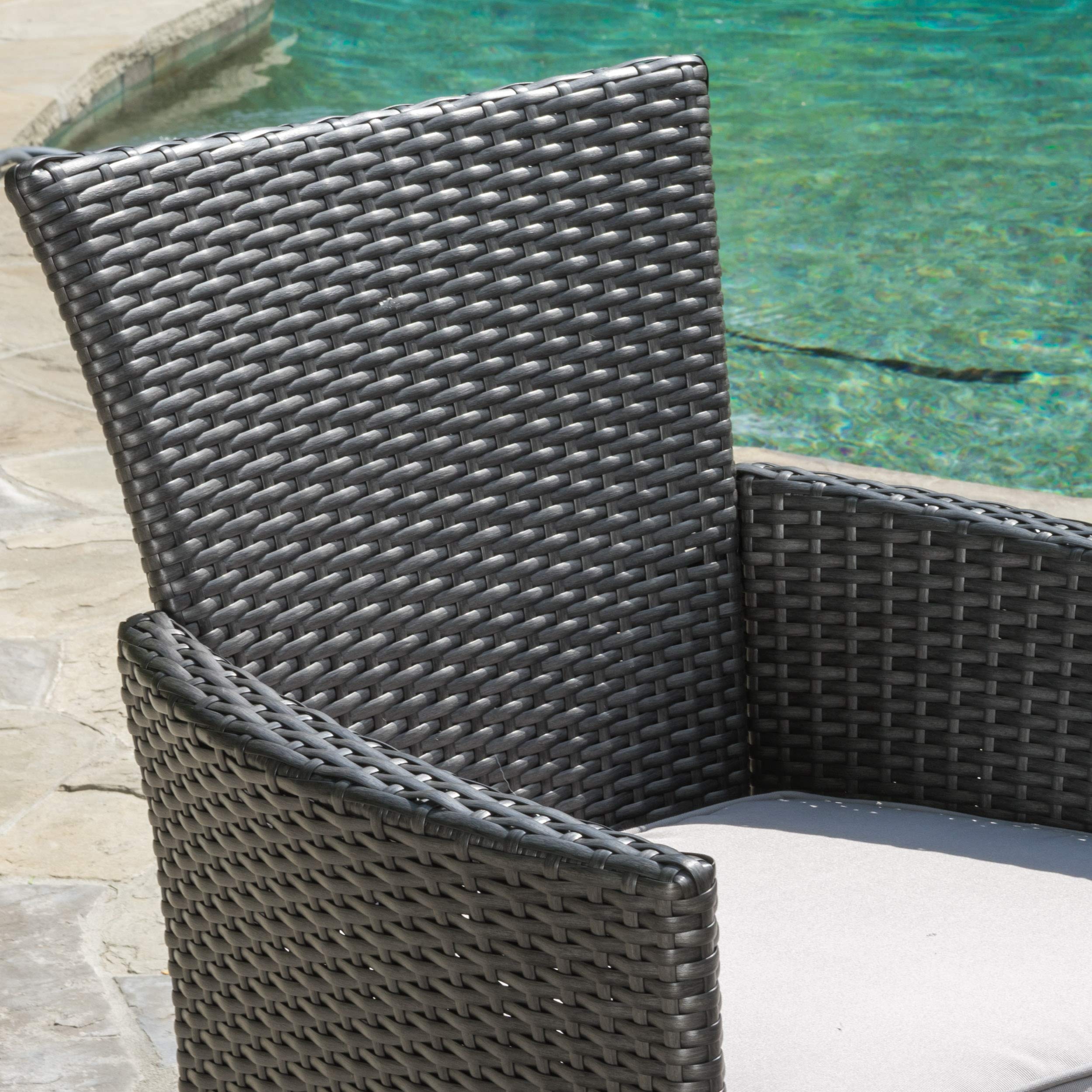 Christopher Knight Home 346205 Malta Clementine Outdoor Wicker Dining Chairs (Set of 2), 2-Pcs Set, Grey