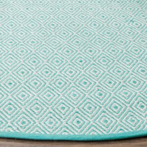 SAFAVIEH Montauk Collection Accent Rug - 3' x 5', Ivory & Light Blue, Handmade Flat Weave Cotton, Ideal for High Traffic Areas in Entryway, Living Room, Bedroom (MTK515D)