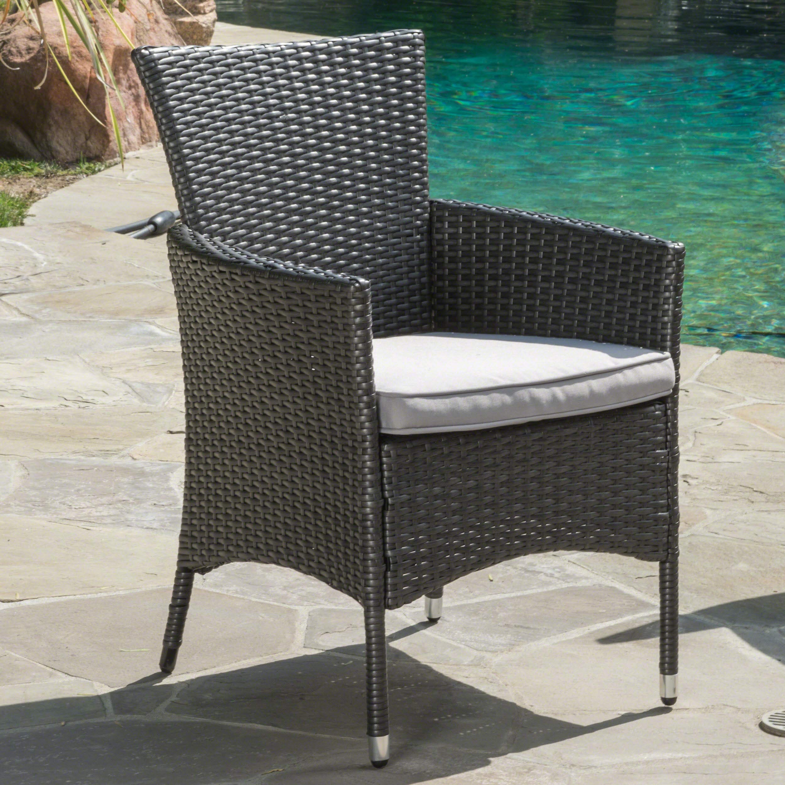 Christopher Knight Home 346205 Malta Clementine Outdoor Wicker Dining Chairs (Set of 2), 2-Pcs Set, Grey