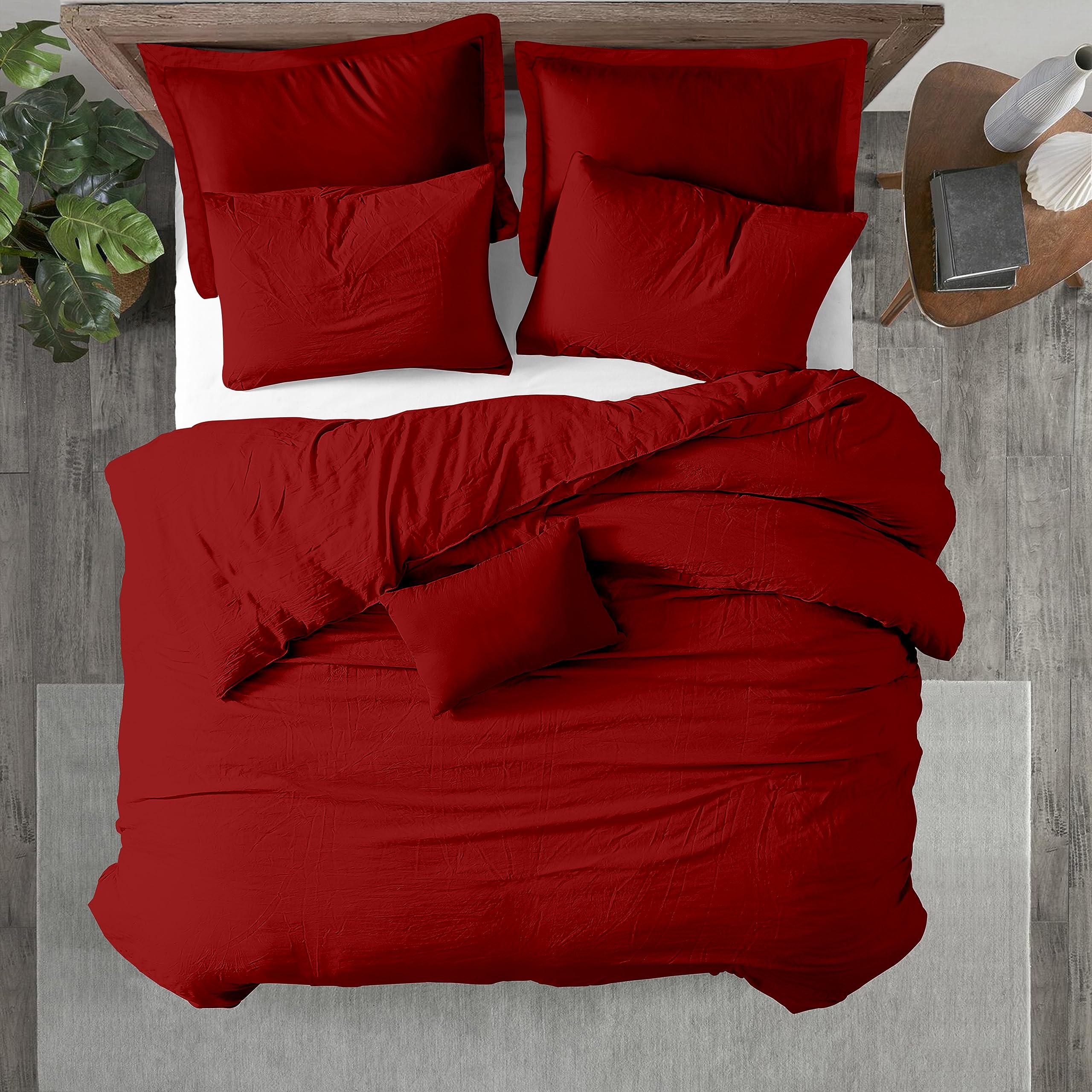 Kotton Culture Twin Duvet Cover 3 Piece 100% Egyptian Cotton with Zipper & Corner Ties Breathable All Season 600 Thread Count Soft Sateen Weave (Twin/Twin XL, Blood Red)