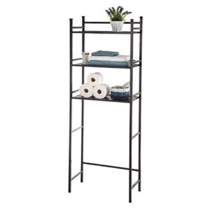 home zone bathroom storage shelf with 3-tiers and wide shelving pattern | restroom over the toilet space saver with bronze shadow finish (rustic style)