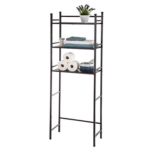 Home Zone Bathroom Storage Shelf with 3-Tiers and Wide Shelving Pattern | Restroom Over the Toilet Space Saver with Bronze Shadow Finish (Rustic Style)