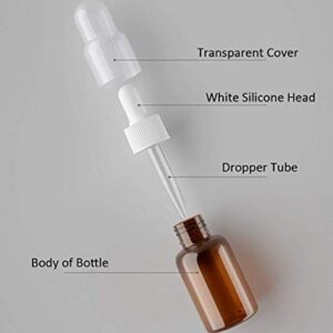 erioctry 6PCS 25ml Brown Plastic Dropper Bottles with Silicone Pipettes and Rubber Head/Essence Makeup Cosmetic Sample Container Bottle for Essential Oil Aromatherapy Use