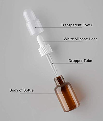 erioctry 6PCS 25ml Brown Plastic Dropper Bottles with Silicone Pipettes and Rubber Head/Essence Makeup Cosmetic Sample Container Bottle for Essential Oil Aromatherapy Use