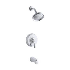 Kohler TS12007-4S-CP Airfax Rite-Temp Bath and Shower Valve Trim with Lever Handle, Slip-Fit Spout and 2.5 Gpm Showerhead