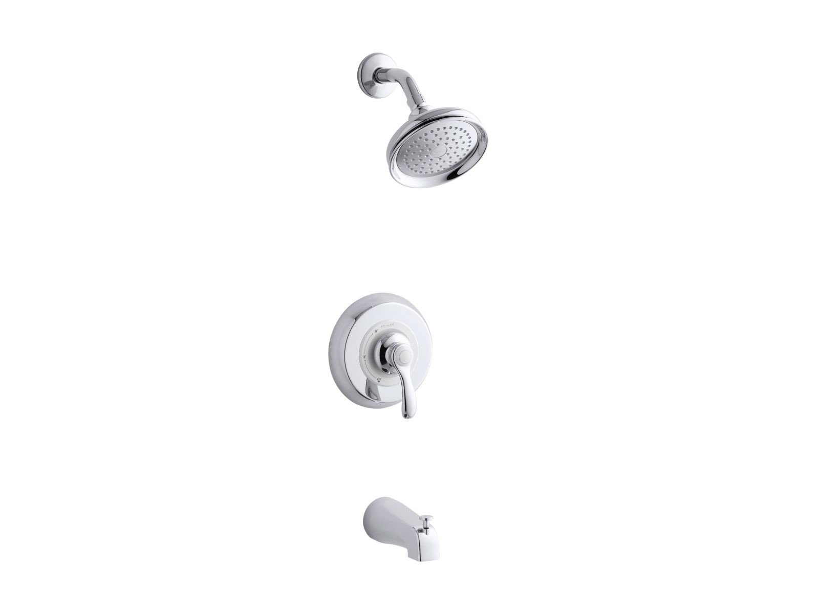 Kohler TS12007-4S-CP Airfax Rite-Temp Bath and Shower Valve Trim with Lever Handle, Slip-Fit Spout and 2.5 Gpm Showerhead