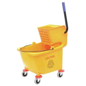 HUBERT Mop Bucket with Wringer Combo 34 Quart Yellow Plastic - 23 5/8"L x 15 3/4"W x 36 5/8"H