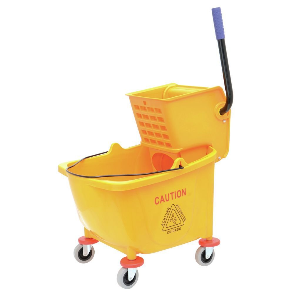 HUBERT Mop Bucket with Wringer Combo 34 Quart Yellow Plastic - 23 5/8"L x 15 3/4"W x 36 5/8"H