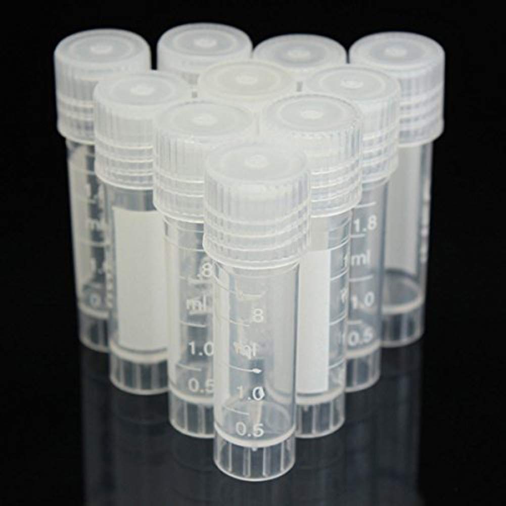 CynKen 20pcs 2ml Graduated Plastic Cryovial Cryogenic Vial Tube Self Standing with Cap