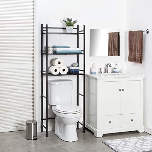 Home Zone Bathroom Storage Shelf with 3-Tiers and Wide Shelving Pattern | Restroom Over the Toilet Space Saver with Bronze Shadow Finish (Rustic Style)