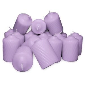 Lavender Scented Votive Candles - 15 Hour Long Burn Time - Textured Finish - Box of 20