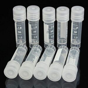 cynken 20pcs 2ml graduated plastic cryovial cryogenic vial tube self standing with cap