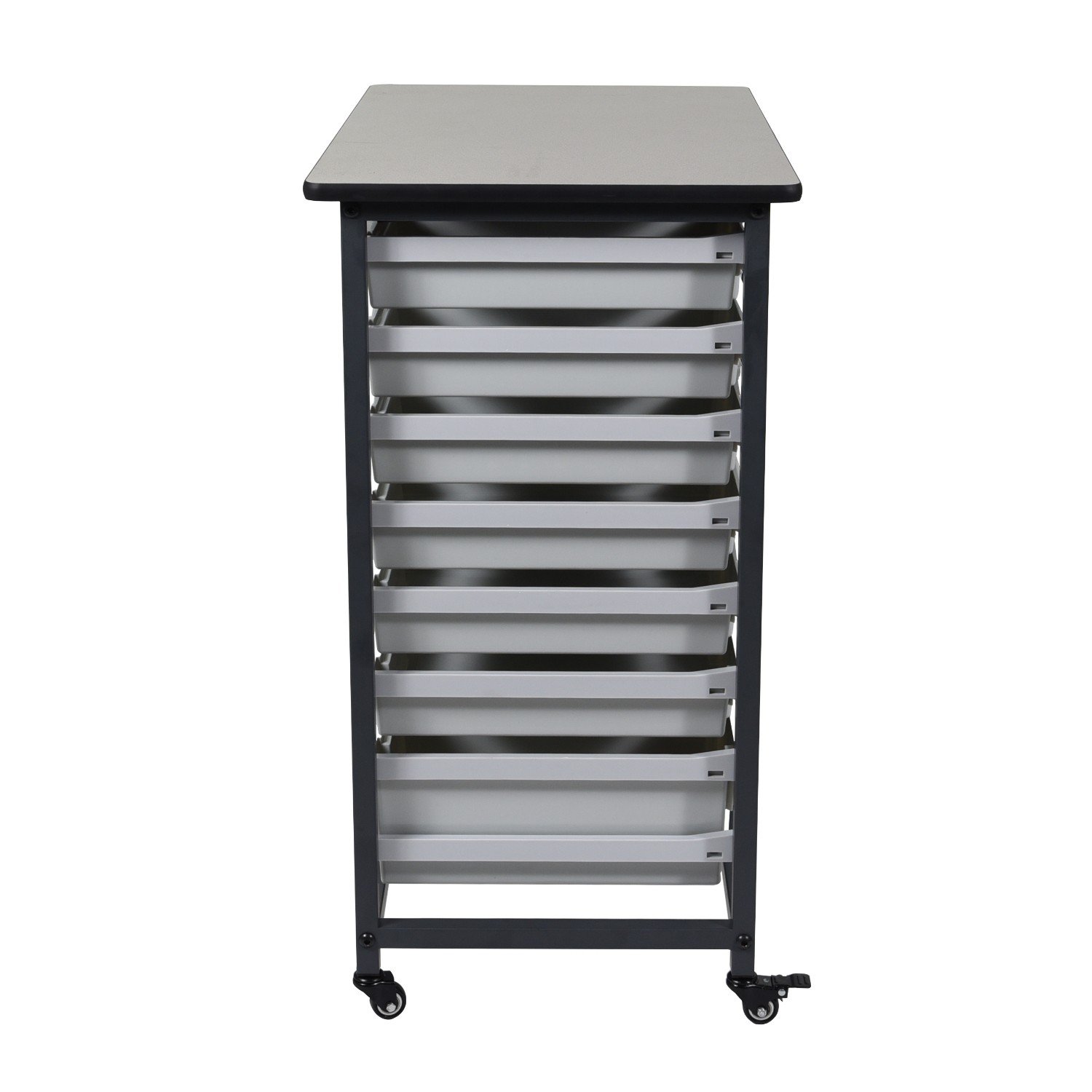 LUXOR MBS-DR-8S4L Mobile Bin Storage Unit - Double Row with Large and Small Gray Bins