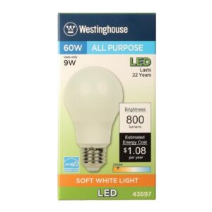 Westinghouse 4369700 60-Watt Equivalent Omni A19 Soft White LED Light Bulb with Medium Base