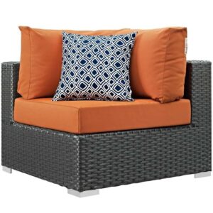 Modway EEI-2374-CHC-TUS-SET Sojourn Wicker Rattan 7 Piece Outdoor Patio Sunbrella Sectional Set, Canvas Tuscan Orange