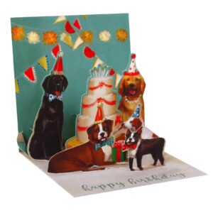 3d pop up birthday card - dogs and cake