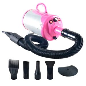 shelandy groomer partner pet hair force dryer dog grooming blower with heater (pink)