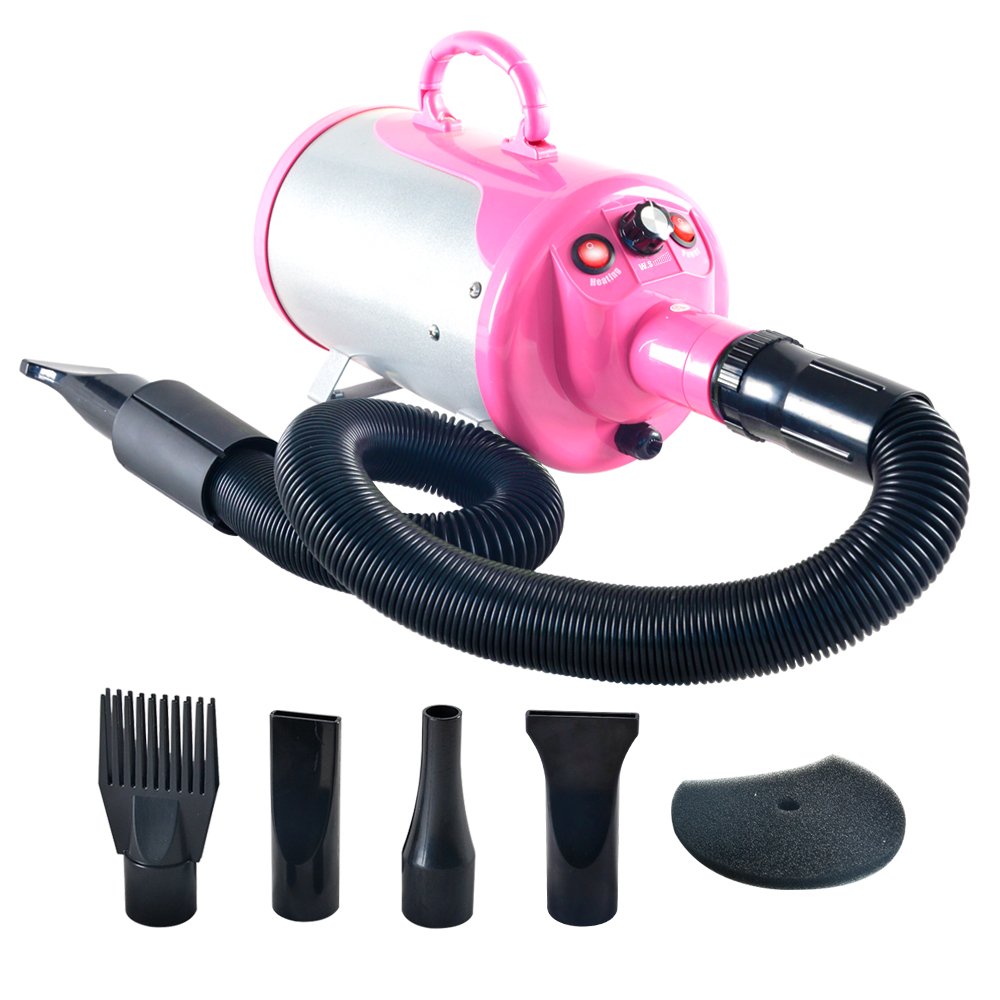 SHELANDY Groomer Partner Pet Hair Force Dryer Dog Grooming Blower with Heater (Pink)