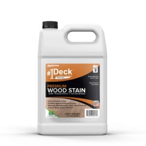 #1 Deck Premium Semi-Transparent Outdoor Wood Stain and Sealer in One - Water Based Wood Stain for Decks, Fences, & Siding - 1 Gallon (Light Walnut)