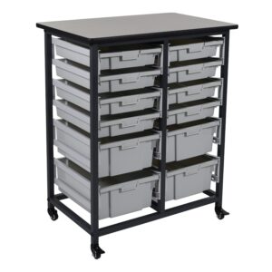 LUXOR MBS-DR-8S4L Mobile Bin Storage Unit - Double Row with Large and Small Gray Bins