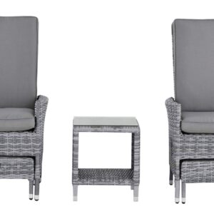 Elle Decor Vallauris Patio Outdoor Furniture Collection, Premium All Weather Wicker, 5 Piece Reclining Set, Gray