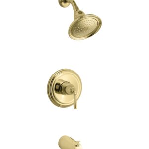 Kohler TS395-4-PB Devonshire Rite-Temp Bath and Shower Valve Trim with Lever Handle, Polished Brass