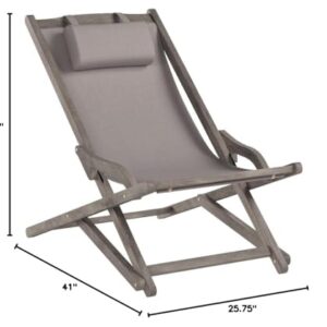 Christopher Knight Home Nikki Outdoor Wood and Canvas Sling Chairs, 2-Pcs Set, Grey