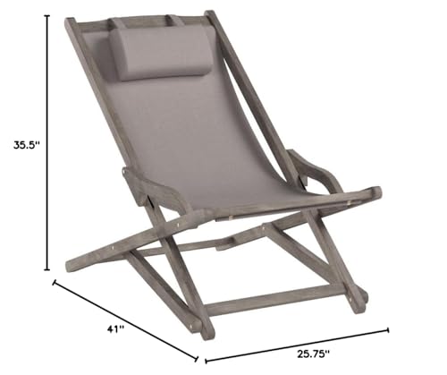 Christopher Knight Home Nikki Outdoor Wood and Canvas Sling Chairs, 2-Pcs Set, Grey