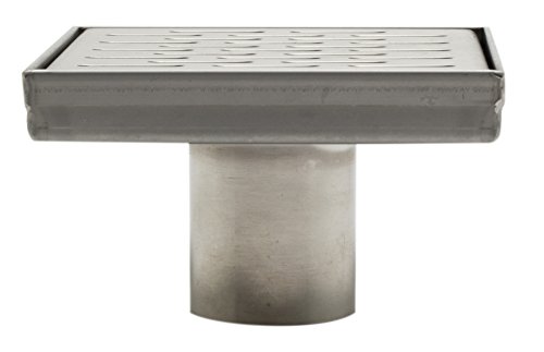 ALFI brand ABSD55C 5" x 5" Modern Square Stainless Steel Shower Drain with Groove Holes, Silver