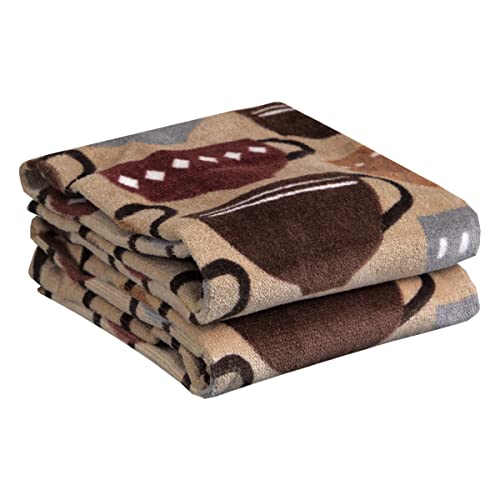 T-fal Fiber Reactive Print Kitchen Towels: Highly Absorbent, Super Soft - 100% Cotton, 16"x28" Dish Towels for Cleaning & Drying Dishes, Pans, Glassware, or Countertops, 2-Pack, Coffee