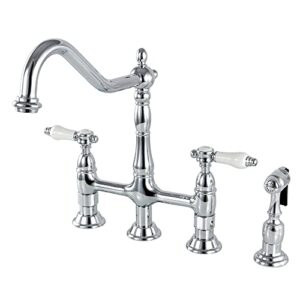 kingston brass ks1271bplbs bel-air bridge kitchen faucet, 8-3/4" in spout reach, polished chrome