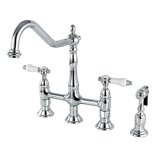 Kingston Brass KS1271BPLBS Bel-Air Bridge Kitchen Faucet, 8-3/4" In Spout Reach, Polished Chrome