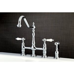 Kingston Brass KS1271BPLBS Bel-Air Bridge Kitchen Faucet, 8-3/4" In Spout Reach, Polished Chrome