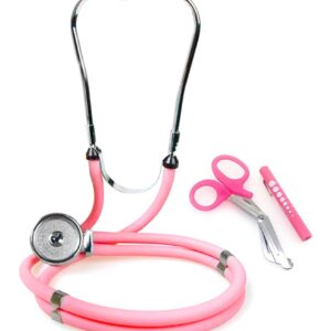 Pink Stethoscope Kit with 7.5" Nurse Scissors and Pupil Gauge Penlight - Ideal Gift for EMT, Nurse, Medical Student, Paramedic and First Responders