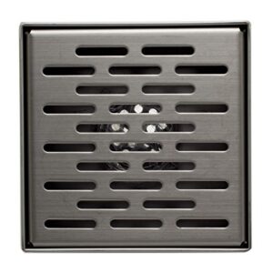 ALFI brand ABSD55C 5" x 5" Modern Square Stainless Steel Shower Drain with Groove Holes, Silver