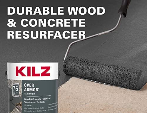 KILZ Over Armor Wood & Concrete Resurfacer, Exterior, Textured, Slate Gray, 1 Gallon