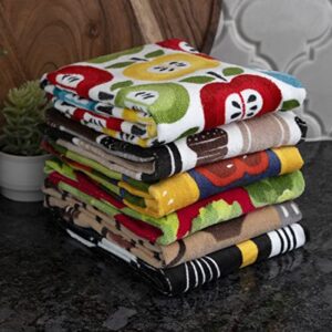 T-fal Fiber Reactive Print Kitchen Towels: Highly Absorbent, Super Soft - 100% Cotton, 16"x28" Dish Towels for Cleaning & Drying Dishes, Pans, Glassware, or Countertops, 2-Pack, Coffee