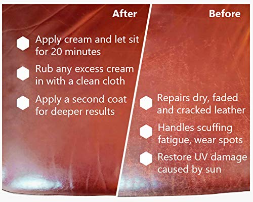 Skidmore's Restoration Cream | Leather and Wood Restorer, Softener, and Conditioner | All-Natural Non-Toxic Formula | Kit Will Restore, Repair Dry Leather and Wood Products | 16 oz