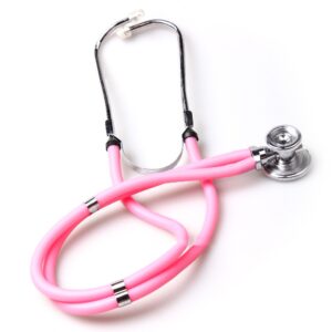 Pink Stethoscope Kit with 7.5" Nurse Scissors and Pupil Gauge Penlight - Ideal Gift for EMT, Nurse, Medical Student, Paramedic and First Responders