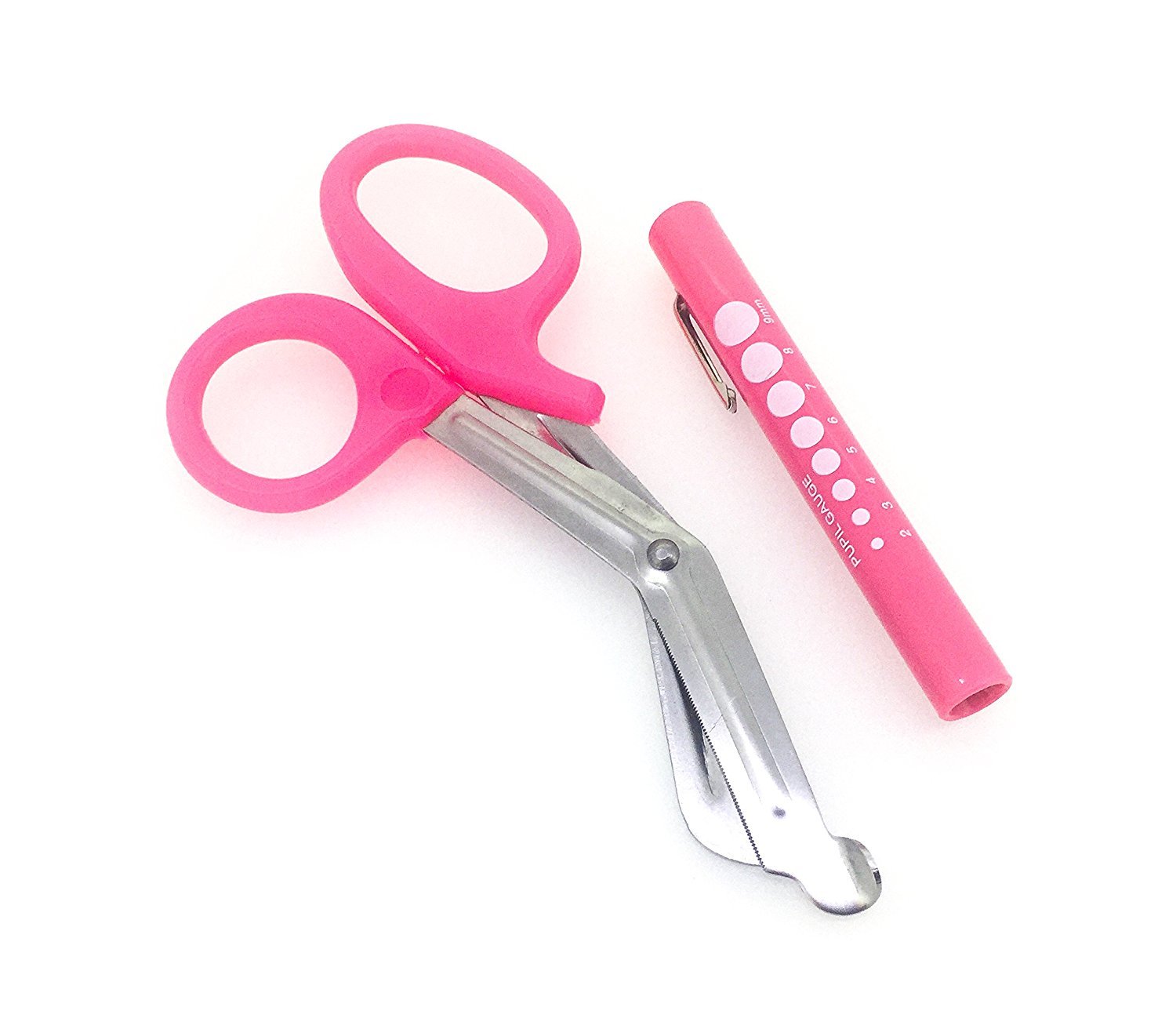 Pink Stethoscope Kit with 7.5" Nurse Scissors and Pupil Gauge Penlight - Ideal Gift for EMT, Nurse, Medical Student, Paramedic and First Responders