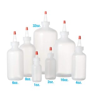 Consolidated Plastics Boston Round Bottles with Yorker Dispensing Cap, LDPE, 16 oz, 12 Piece