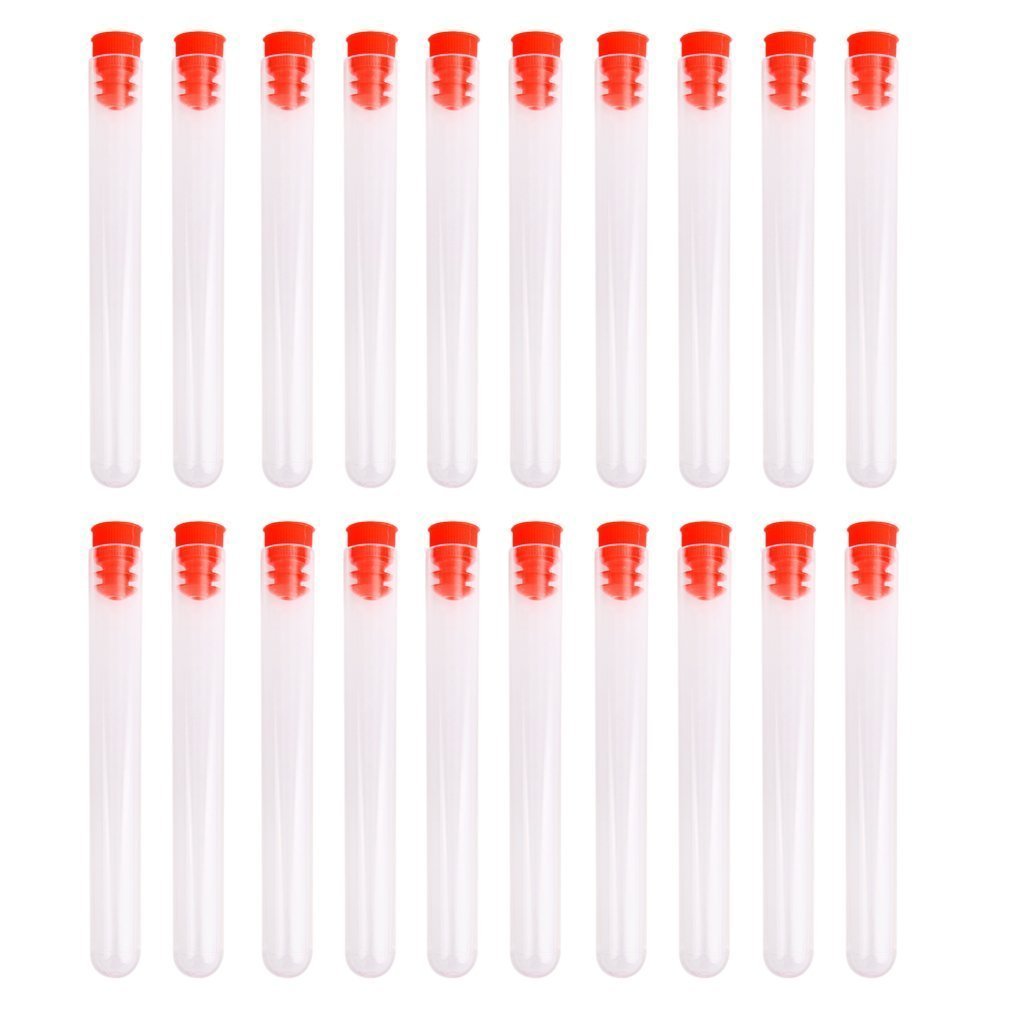 PUL FACTORY 8ml Hard Plastic Test Tube with Cap, 13x100mm,Pack of 20