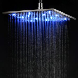 ALFI brand LED12S-PC Polished Chrome 12" Square Multi Color LED Rain Shower Head, 11.75" L x 11.75" W x 0.38" H