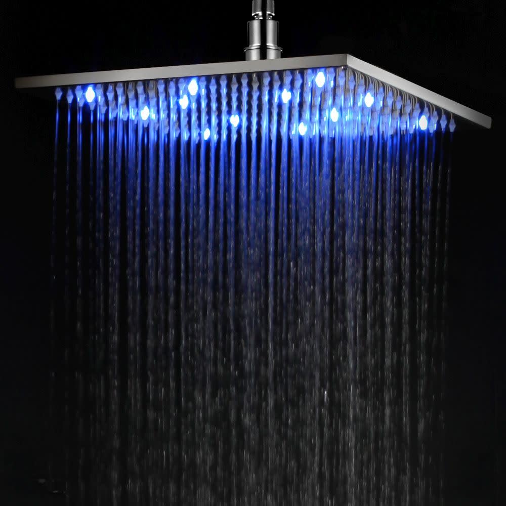 ALFI brand LED12S-PC Polished Chrome 12" Square Multi Color LED Rain Shower Head, 11.75" L x 11.75" W x 0.38" H