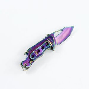 Small Colored MTech Style Pocket Knife Spring Asissted (Ti-Rainbow)