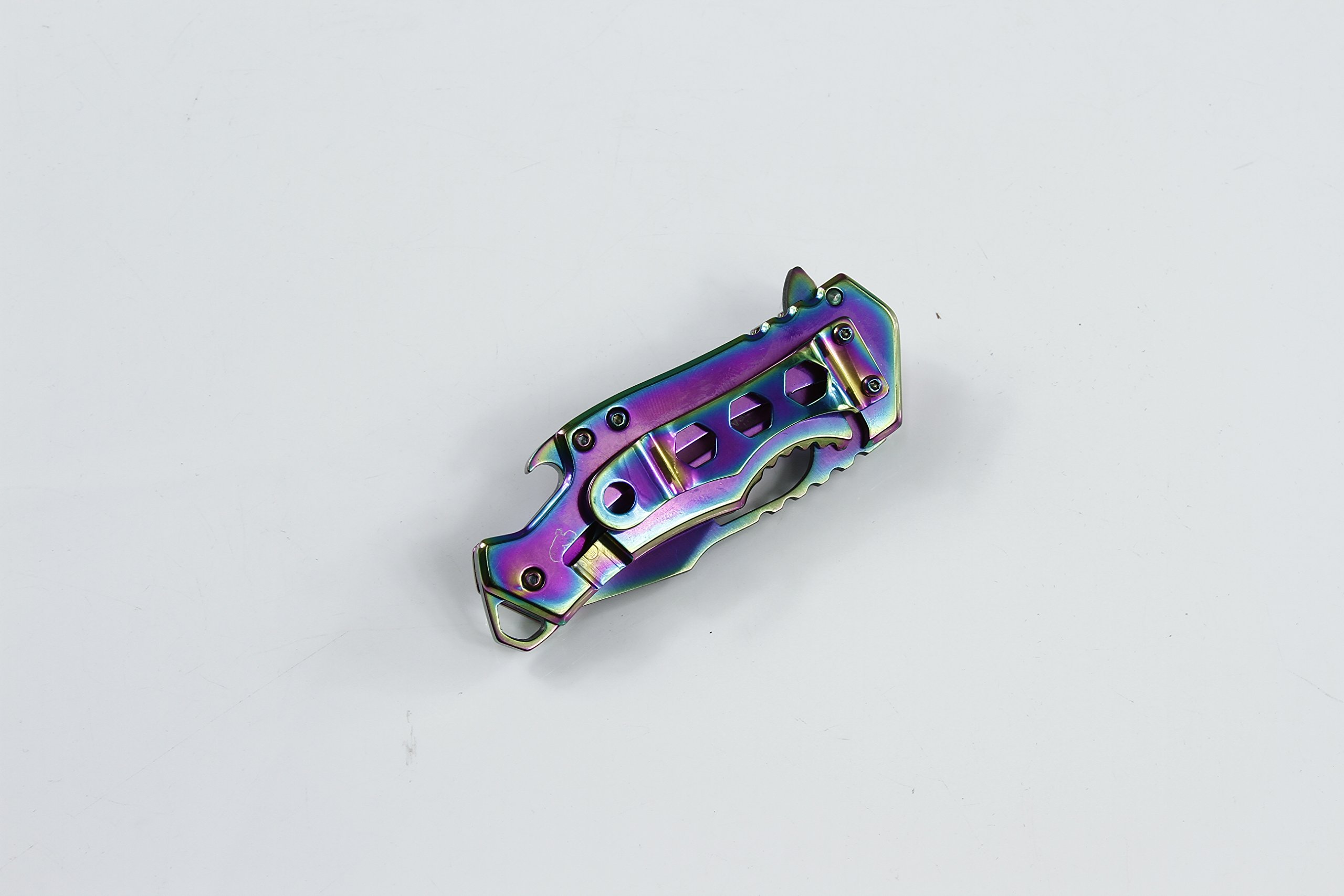 Small Colored MTech Style Pocket Knife Spring Asissted (Ti-Rainbow)