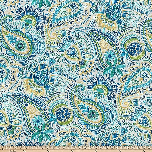 Pillow Perfect Paisley Indoor/Outdoor Split Back Chaise Lounge Cushion with Ties, Plush Fiber Fill, Weather, and Fade Resistant, 72.5" x 21", Blue/Yellow Gilford,